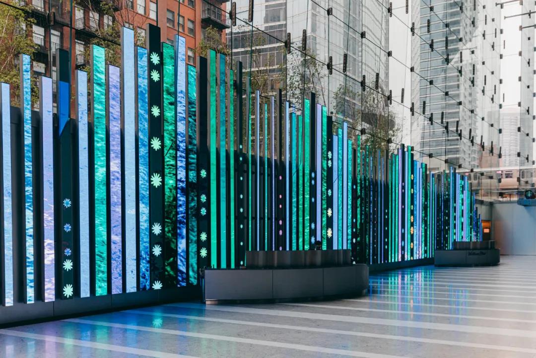 花生数字：超酷艺术墙｜全长38.7米，89个垂直LED显示屏
